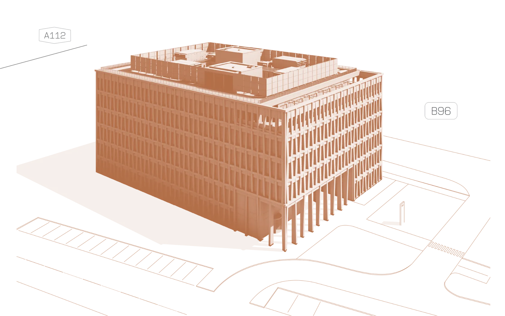 Stilisiertes Gebäude Schema (clay rendering)