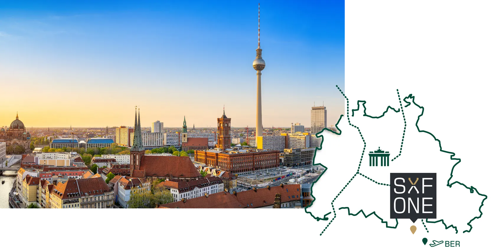 Skyline Berlin und Flughafen Schönefeld